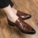 New Fashion Genuine Leather Tassel Business Casual Loafer Shoes For Men Black Business Formal Leather Shoes For Daily Office Casual Men's Shoes For Dr_vogvips.com