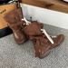 Cameido Women's Boxing Boots Fashionable Brown Mid - Height Casual Lace - Up Sports Boots For Autumn_vogvips.com