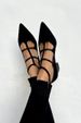 Elegant Pointed Toe Mary Jane Shoes For Women Slip On Flats With Adjustable Strap Soft Suede Upper Sizes_vogvips.com