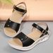 New Women's Chunky Platform Sandals - Plus Size, Soft Sole, Single Strap, Peep Toe, Thick Sole Sandals_vogvips.com