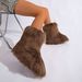 Faux Fox Fur Snow Boots For Women - Fluffy Winter Booties With Rubber Sole, Low-Cut Round Toe Slip-On, Y2K Fashion Soft Faux Fur Lined Shoes_vogvips.com