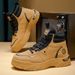 High-Top Martin Boots For Men, Autumn Work Shoes, Trendy Versatile Men's Shoes, British Style, Thick-Soled Short Boots,_vogvips.com