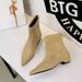 6825-1 French-style Pointed Toe Slim For Women, Suede Ankle Boots, Versatile Fashion With Back Zipper, Low Heel, Solid_vogvips.com