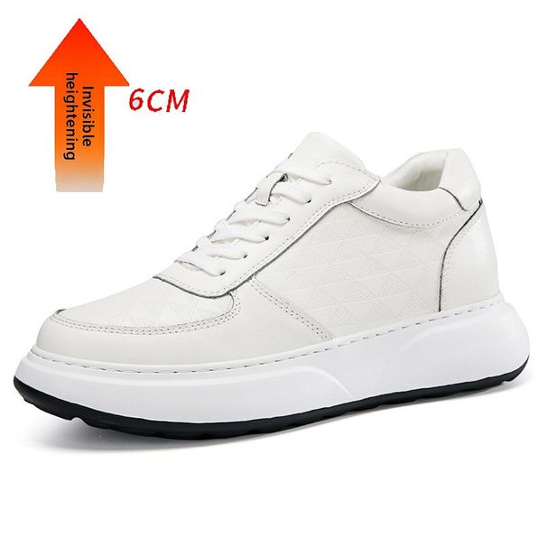 Thick-soled Heightening Board Shoes Men's Invisible Inner Heightening Shoes Cowhide Hollow Breathable Leisure Sports_vogvips.com