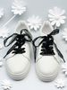 2 Pieces Lace Shoelaces, Ballet Style Cute Girl Accessory, Black And White Silk Lace Edged Shoelaces_vogvips.com