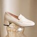 White Women's Loafers For Spring, Autumn, Summer, New Slip-on And Heel-wear Dual-use Genuine Soft Leather Square-toed_vogvips.com