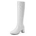 40-45 Women's Shoes Simple Round Toe Chunky Heel Side Zipper Long Over-the-Knee High Boots_vogvips.com