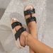 Slip On Slippers For Outdoor Use, Black Circle Decorated Flat Shoes, Comfortable And Simple Double Layer Ivory White Flat Slippers For Women_vogvips.com
