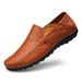 Euro Step Men's Genuine Soft Sole Summer Breathable Trendy Hollow Lazy British Business Slip-On Casual Leather Shoes_vogvips.com