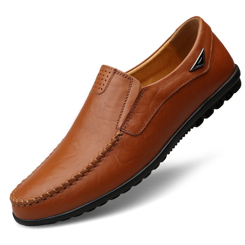 Genuine Leather Men Casual Luxury Brand 2025 Mens Loafers Moccasins Breathable Slip On Black Driving Shoes Plus Size_vogvips.com
