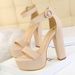 2026 Chunky Heel Super 1550-1 Slimming High Hee Sexy Nightclub Women's Shoes Waterproof Platform Toe Belt Buckle_vogvips.com