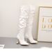 Women's Shoes Long Boots Women's Stiletto Pointed White High Heel Knee High Boots Slimming Legs And Slimming Wine Glass Heel Women 35 42_vogvips.com