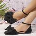 Autumn New Style Plus Size Women's Bowknot Flat Shoes Pointed Toe Fabric Slimming Flat Footwear_vogvips.com