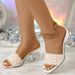Glitter Strappy Sandals With Transparent Thick Platform Heels For Parties & Formal Occasions Slip On Transparent Platform Party Dress Sandals_vogvips.com