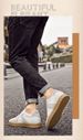 Retro Leather Color Matching Platorm Casual Sports Board Shoes Dexun Xiaobai Breathable Black And White Men's Shoes_vogvips.com