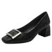 French Square Head Thick Heel High-heeled Shoes Burst Style Is Light And Easy To Wear Daily Commuting Feet Shallow Mouth Single Shoes_vogvips.com