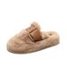 Closed-Toe Furry For Women, Autumn And Winter Outdoor Wear, 2025 New Trendy Thick-Soled Platform Home Fuzzy Cotton_vogvips.com