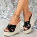 Women's Sexy High Wedge Sandals - Breathable Raffia Platform Heels With Non-Slip Sole, Fashionable Summer Beach Shoes For Women_vogvips.com
