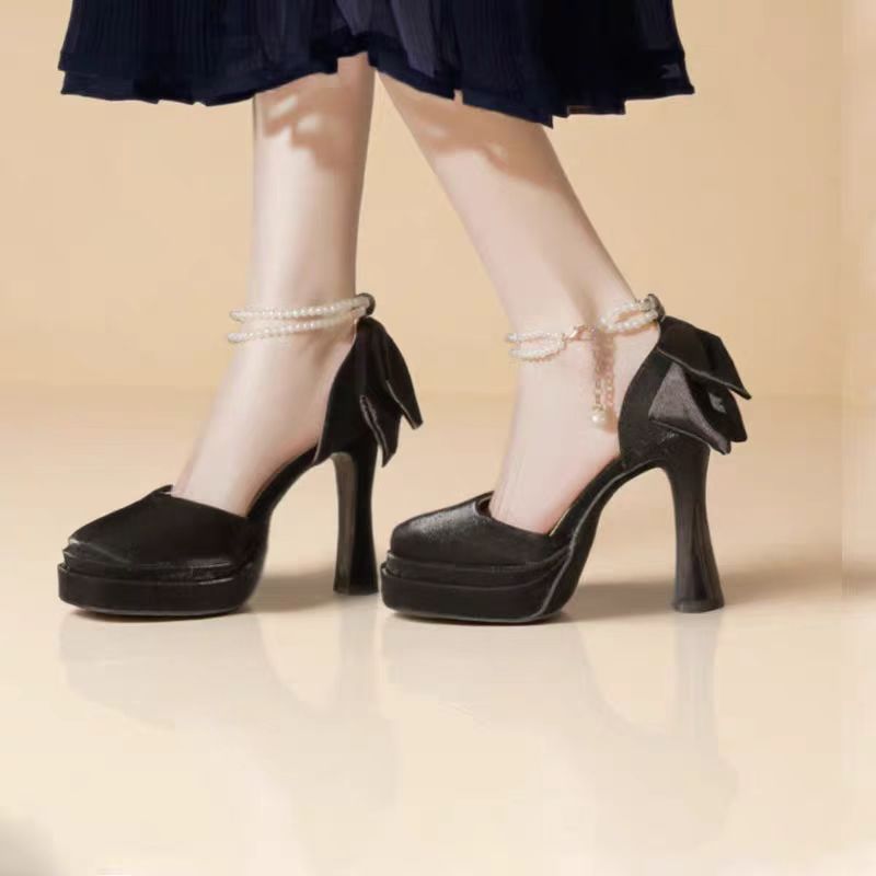 Women Elegant Satin Mary Jane Pump Chunky Heel Platform Shoe With Adjutable Strap For Wedding Special_vogvips.com