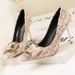 6289-25 Korean Style Fashion Color-Block Knitted Women's With Thin High Heels, Rhinestone Buckle, Pointed Toe, Slimming_vogvips.com