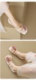 Square Head Single Shoes Female Flat Bottom Shallow Mouth Word With Flowers French Fairy Style Grandma Shoes Female_vogvips.com