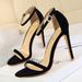 126-9 European And American Style Fashion Sexy Women's Sandals Thin Super Heel Suede Open Toe Strap Summer High Heels_vogvips.com