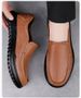 Casual Leather Shoes Men's Round Head Leather Men's Shoes Non-slip Loafers Dad Shoes_vogvips.com
