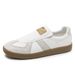 Men's Slip-on German Army Trainers Lightweight Soft Sole White Sneakers Casual Work Comfortable Breathable Non-slip_vogvips.com