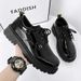 Bright Work Shoes Lace Up Black Big Head Shoes Four Seasons Students Fashion Casual Leather Shoes_vogvips.com
