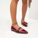 Stylish Women's Burgundy Patent Leather Pointed-Toe Mary Jane Flats - Double Buckle Studs Elegant Shoes_vogvips.com