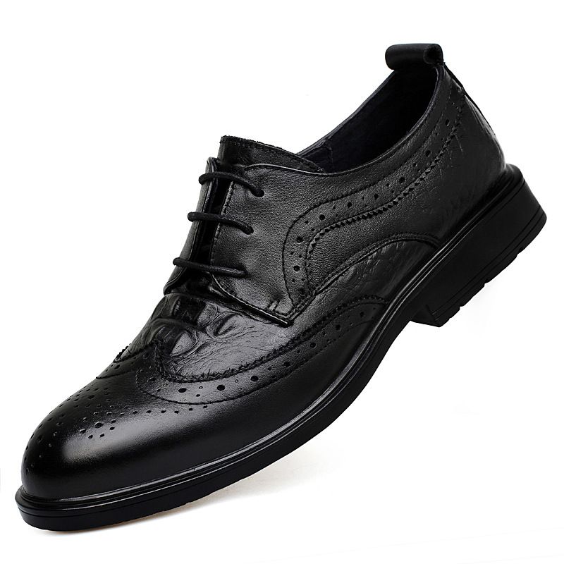 Leather Shoes Men's Casual Dress Engraved Suit Wedding Shoes Crocodile Pattern Men's Shoes_vogvips.com