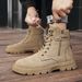 European Warm Series Autumn Winter High Top Lace-up Martin Youth Outdoor Fashion Casual Men's Side Zipper Trendy Mid-calf Leather Boots_vogvips.com