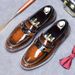 Euro Step 【Big Sale】Men's Round Toe Thick Sole Loafers Genuine Leather Polished Color Business Formal British Casual Shoes_vogvips.com