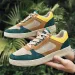 Mens Color Block Sneakers Suede And Leather Upper Casual Skate Shoes_vogvips.com