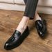  Toe Low-Cut Hairstylist British Shoes Style Leather Brogue Men's Slip-On Shoes Trendy Tassel Pointed_vogvips.com