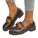 Platform Slip-on Low Top Single Shoes New Women's Thick Heel Bow Loafers_vogvips.com