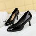 Women's Bow Pointed Toe High Heels Slip-On Pumps For Work & Party - Comfortable Office Shoes With Rubber Sole (Sizes 34-40, Colors Available)_vogvips.com