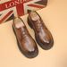 New Men's Genuine Work Large Toe Business Leather Shoes Trendy Fashion Thick Sole Loafers_vogvips.com