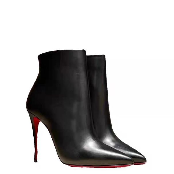 2025 Design Red-soled Short Boots, Ultra-high Versatile Single High-heeled Shoes, New Pointed-toe Martin Boots_vogvips.com