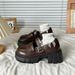 Chunky-heeled British-style Women's Leather Shoes, 2025 Spring New Model, Thick-soled, Round-toed, Ankle-strap, Shallow_vogvips.com