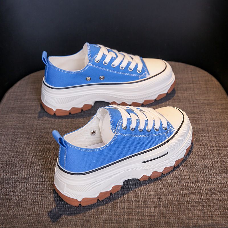 New Version Of White Shoes Female Trend Student Thick Bottom Breathable Canvas Shoes Casual Shoes BR301_vogvips.com