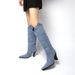 Women's Winter Fashion High Heeled Boots Square Toe Denim Chunky Heel European American Style Western Riding Boots_vogvips.com