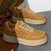 Men's Casual Sneakers - Retro Style Comfortable Breathable Low-Top Lace-Up Shoes With Thick Sole (Black/Khaki/Wheat)_vogvips.com