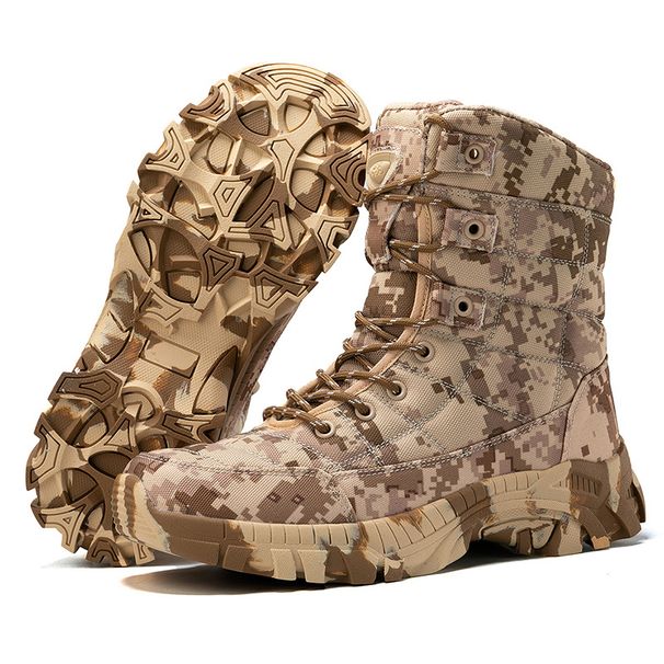 Combat Boots, Men's Outdoor Camouflage Boots, High Top Hiking Boots, Men's Tactical Boots, Men's Hiking Training Boots_vogvips.com