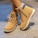 Women's Plus Size Ankle Boots With Side Zipper - Comfortable Low Heel Martin Boots In Black & Yellow (Sizes 36-42)_vogvips.com