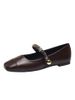 Square Toe Shallow Mouth Mary Jane Shoes Versatile And Beautiful Spring Korean Version Heel Flat Soft Sole Single Shoe_vogvips.com