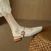 retro Square-toed Chunky-heeled Shallow Chinese-style Closed-toe Sandals, Summer New Model With Buckle Strap, Elegant_vogvips.com