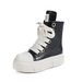 Men's Large Size High Top Sneakers Thick Bottom Casual Shoes Lace-Up PU Upper Couple Matching Black Yellow White_vogvips.com