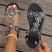 Large Size Hollow Flat-bottomed Rhinestone Sandals Bohemian Comfortable Women's Shoes Summer_vogvips.com