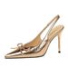 French Bag Head Rear Empty Shallow Mouth Pointed Head Thin Heel Single Shoes Women's Bow Back Strap High Heel Women's Shoes_vogvips.com